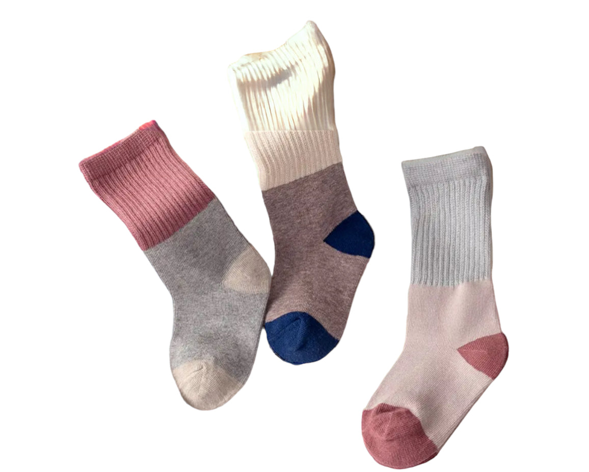 3 Pack Crew Socks Fuchsia/ Combo